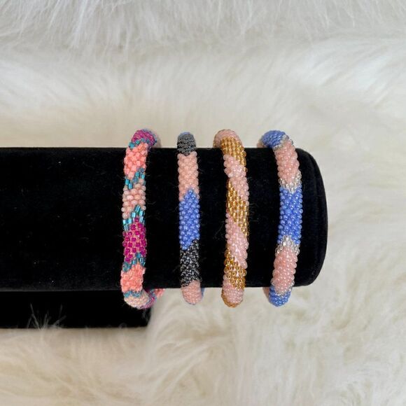 HAND CRAFTED in Nepal Beaded Bracelets (set of 4) PCH4 - Picture 4 of 4